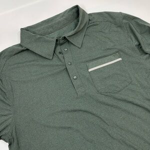 Marmot Men's M Green Striped Nylon Short Sleeve‎ Polo